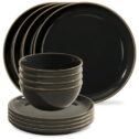 Corelle Stoneware 12-piece Dinnerware Set, Service for 4, Peppercorn