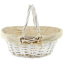 Cornucopia Wicker Basket with Handles (White-Painted), for Easter, Picnics, Gifts, Home Decor and More, 13 x 10 x 6 Inches