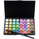 Cosmetic Matte Eyeshadow Cream Makeup Palette Shimmer Set 40 Color+ Brush Set+Fishtail Bottom Brush (Black-1)