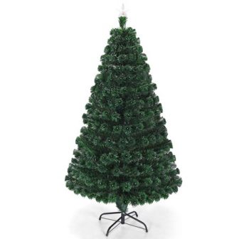 Costway 5'/6'/7'Pre-Lit Fiber Optic Christmas Tree Multicolor Lights