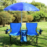 Costway Portable Folding Picnic Double Chair W/Umbrella Table Cooler Beach Camping Chair On Sale At Walmart
