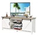 Costway TV Stand Media Center Console Cabinet Sliding Barn Door for TV's 60'' White