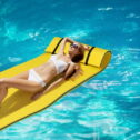 Costway 3-Layer Tear-proof Water Mat Floating Pad Island Water Sports Relaxing Yellow