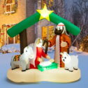 Costway 6.7FT Christmas Inflatable Nativity Scene w/ LEDs & Built-in Air Blower
