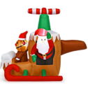 Costway 6Ft Long Inflatable Santa Claus Flying Airplane Blow Up Christmas Decoration