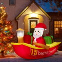 Costway 7 FT Long Christmas Inflatable Santa Claus Rowing Boat with Navigation Light