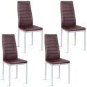 Costway Set of 4 PU Leather Dining Side Chairs Elegant Design Home Furniture Brown