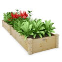 Costway Wooden Raised Garden Bed Outdoor Wood Planter Box for Vegetables Flowers Fruit