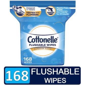 Cottonelle Freshcare Flushable Wipes, Resealable Pack, 168 Wipes Total