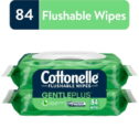 Cottonelle Gentle Plus Flushable Wipes, 2 Flip-Top Packs, 42 Wipes per Pack (84 Total)