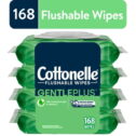 Cottonelle Gentle Plus Flushable Wet Wipes, 4 Flip-Top Packs