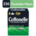 Cottonelle Gentle Plus Flushable Wipes, 8 Flip-Top Packs, 42 Wipes per Pack (336 Total)