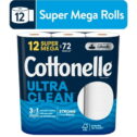 Cottonelle Ultra Clean Toilet Paper, 12 Super Mega Rolls, 468 Sheets per Roll (5,616 Total)