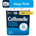 Cottonelle Ultra Clean Toilet Paper, 24 Mega Rolls
