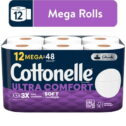 Cottonelle Ultra Comfort Toilet Paper, 12 Mega Rolls, 268 Sheets per Roll (3,216 Total)