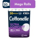 Cottonelle Ultra Comfort Toilet Paper, 30 Mega Rolls, 268 Sheets per Roll (8,040 Total)