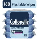 Cottonelle Ultra Fresh Flushable Wipes, 4 Flip-Top Packs, 42 Wipes per Pack (168 Total)