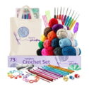 Craftbud 73 Piece Beginners Crochet Kit with Crochet Hooks Yarn Set, Premium Bundle Includes Yarn Balls, Needles, Accessories Kit, Canvas...