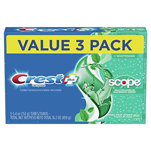 Crest + Scope Complete Whitening Toothpaste, Minty Fresh, 5.4 oz, Pack of 3