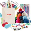 Crochet Set Kit with Crochet Hooks Yarn Set 73 Piece - Premium Bundle Includes Yarn Balls, Needles, Accessories Kit, Canvas...