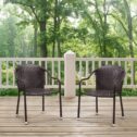 Crosley Palm Harbor Outdoor Wicker Stackable Chairs, Set of 2