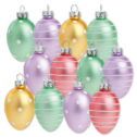 Current Pastel Frosted Glass Easter Egg Ornaments - Set of 12, 4 Colors, Spring Themed Tree Decor