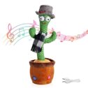 Dancing Cactus Toy, USB Charging, Singing 120pcs Songs, Talking, Record & Repeating What You Say Electric Cactus with Lighting, Cactus...
