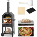 Danrelax 63'' Wood Outdoor Residential Pizza Ovens, Black- Waterproof