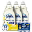 Dawn Free & Clear Dishwashing Liquid Dish Soap (3X24 Oz) + Dawn Non-Scratch Scrubber Sponge (2 Count), Lemon Essence