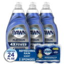 Dawn Liquid Dish Soap, Refreshing Rain, 24 fl Ounce, 3-Pack + Sponge