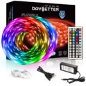 DAYBETTER LED Strip Light 32.8ft 5050RGB Color Changing,with 44 Key Remote and 12V Power Supply,for Bedroom,Kitchen,Bar,Party.(2 Rolls of 16.4ft)