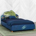 Delta Children Dinosaur Upholstered Twin Bed, Blue