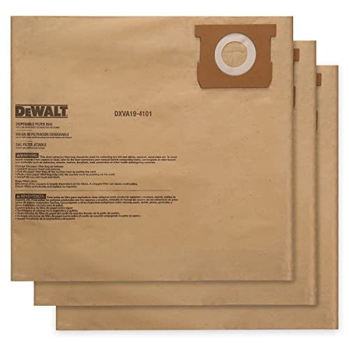 DEWALT DXVA19-4101 Dust Bag, Fit for 6-10 Gallon Wet/Dry Vacuum Cleaners, Compatible with DeWalt DXV06P DXV09P DXV09PA DXV10P DXV10PL DXV10S...