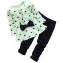 Dezsed Toddler Kids Baby Girls Clothes Heart-Shaped Print Bow Long Sleeve Shirt Pants Sets Clothes 2-6Y Kids Clothes Girls Conjunto...