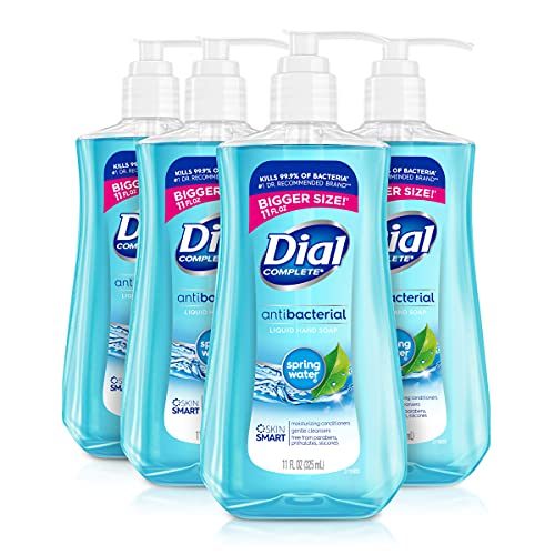 Dial Complete Antibacterial Liquid Hand Soap, Spring Water, 11 fl oz (Pack of 4)