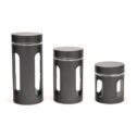 Diamond Home 3-Piece Airtight 4 Open Window Stackable BPA Free Easy to Clean Canister Set - Black