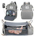 Diaper Bag Backpack, Multifunction Baby Bag with Changing Station, Foldable Crib, Insulation Milk Bottle Pocket, Waterproof Large Capacity Travel Bag...