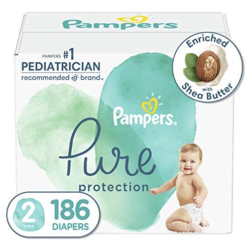 Diapers Size 2, 186 Count - Pampers Pure Protection Hypoallergenic Disposable Baby Diapers for Sensitive Skin, Fragrance Free, (Packaging May...