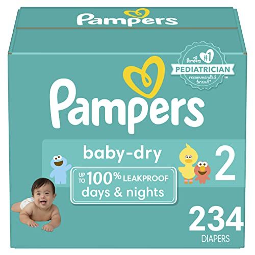 Diapers Size 2, 234 Count - Pampers Baby Dry Disposable Baby Diapers, Packaging & Prints May Vary
