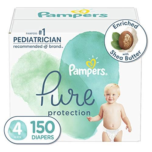 Diapers Size 4, 150 Count - Pampers Pure Protection Hypoallergenic Disposable Baby Diapers for Sensitive Skin, Fragrance Free, ONE Month...