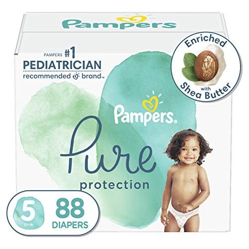 Diapers Size 5, 88 Count - Pampers Pure Protection Disposable Baby Diapers, Hypoallergenic and Unscented Protection, Enormous Pack (Packaging &...