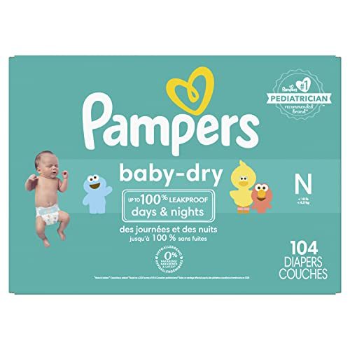 Diapers Size Newborn/Size 0 (< 10 lb), 104 Count - Pampers Baby Dry Disposable Baby Diapers, Super Pack