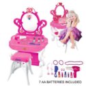 Dimple 2-in-1 Princess Pretend Play Vanity Set Table with Working Piano Beauty Set for Girls with Toy Makeup Cosmetics Accessories,...