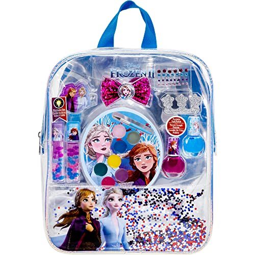 Disney Frozen 2 - Townley Girl Backpack Cosmetic Makeup Set, Includes: Lip Gloss, Hair Bows, Nail Polish, Nail File, Lip...