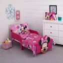 Disney Minnie Mouse 4-Piece Toddler Bedding Set, with Comforter Pillowcase Fitted Sheet Flat Sheet