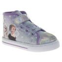 Disney Frozen Anna and Elsa High Top Canvas Sneakers. (Toddler/Little Kids)Light Blue/Lilac, Size: 7