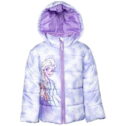 Disney Frozen Elsa Princess Anna Toddler Girls Zip Up Puffer Jacket Toddler to Little Kid