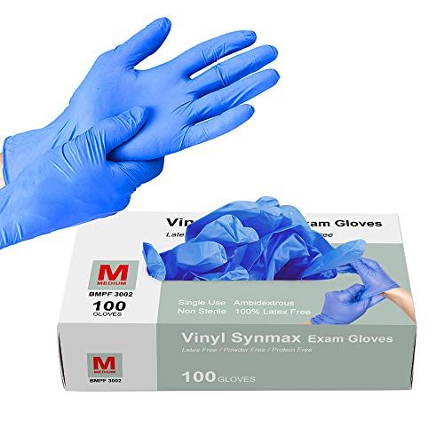 Disposable Gloves, 100Pcs Vinyl Gloves Non Sterile, Powder Free, Latex Free - Cleaning Supplies, Kitchen and Food Safe, Medium (Pack...