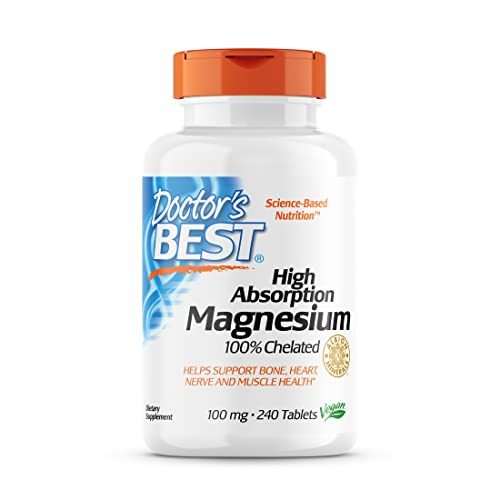 Doctor's Best High Absorption Magnesium Glycinate Lysinate, 100% Chelated, Non-GMO, Vegan, Gluten & Soy Free, 100 mg, 240 Count (Pack...