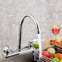 Double Holes and Handles Kitchen Faucet Hot Cold Basin Sink Mixer Water Tap US